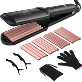 Sixriver hair crimper rose gold front view for easy on-the-go styling.