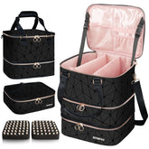 SIYNPAV nail-polish-organizer-bag showing 84-bottle capacity for studio setups
