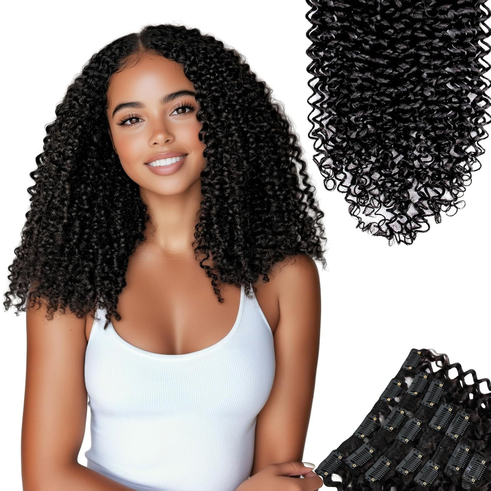 SIYUSI kinky curly clip-in weft closeup shows natural texture for seamless blend.