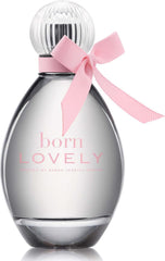 SJP Born Lovely bottle with pink bow on display, elegant gift-ready packaging.
