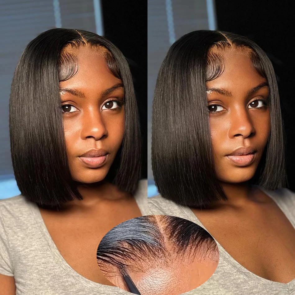 SJXAL short bob wig straight 8 inch for daily natural look and ease of wear