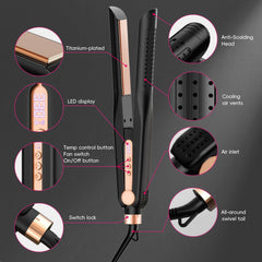 SKIMI Airflow Styler floating titanium plates glide smoothly for even heat distribution.