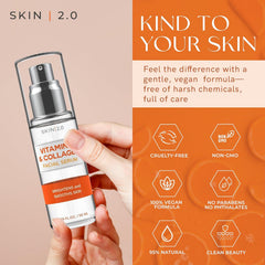 Skin 2.0 Vitamin C Serum application on hand shows smoothing and quick absorption.