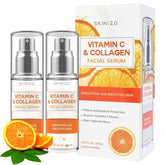 Skin 2.0 Vitamin C Serum bottle closeup highlights hydration and brightening potential.