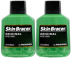 Skin Bracer by Mennen bottle-pour demonstrates cooling post-shave refreshment with a classic masculine scent.