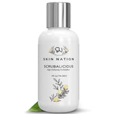 Skin Nation Scrubalicious exfoliator – glowing skin close-up shows polished texture and radiance.