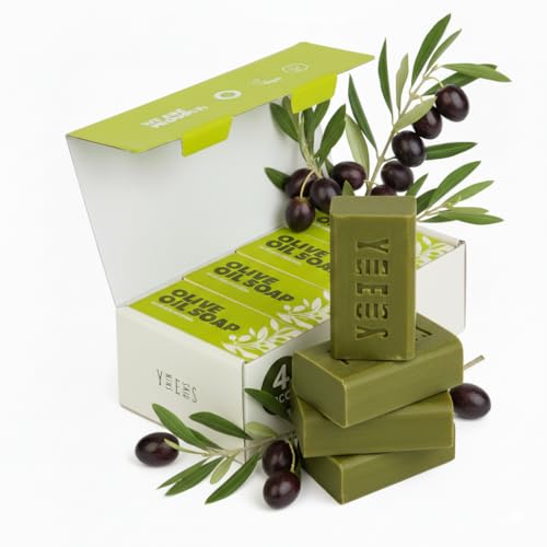Skin Said Yes olive oil soap bar set4 front view highlighting generous size for long-lasting use