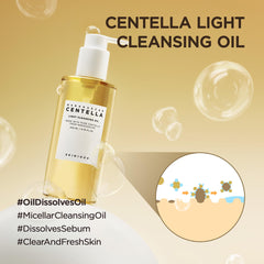 SKIN1004 Centella oil pour demonstrates smooth application for makeup removal.