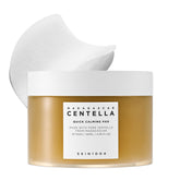 SKIN1004 Centella Quick Calming Pad pack on countertop, offering gentle exfoliation and hydrating care.
