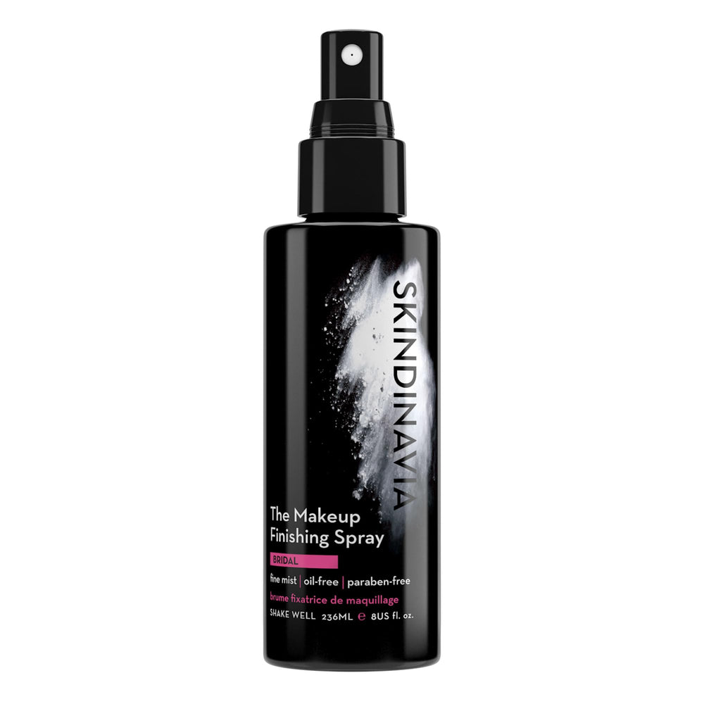 Skindinavia makeup finishing spray bottle closeup for long-lasting wear