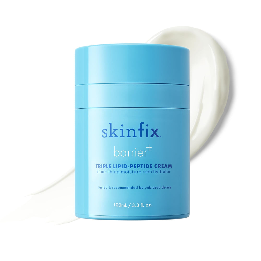 Skinfix Triple Lipid-Peptide Cream jar front showing barrier support for dry skin.