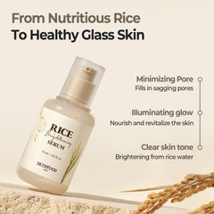 SKINFOOD 1957 Rice Serum 48-hour fermentation closeup emphasizes nutrient-rich extract