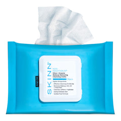 SKINN facial cleansing wipes pack, resealable and travel-ready for quick cleanse