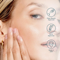 SKINN display with mirror suggests use on face, neck, and decollete for comprehensive care.