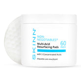 SKINN Multi-Acid Resurfacing Pads packaging promises brightening, even-toned skin.