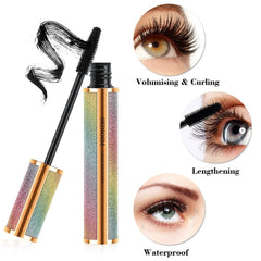 SKINOSM waterproof longwear mascara demonstrates smudge-proof finish.