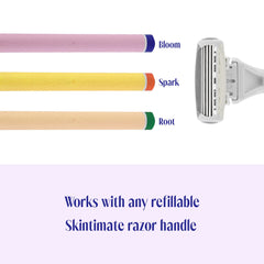 Skintimate flexible-cartridge close-up showing contour glide for easier shaving