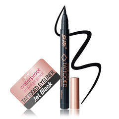 Skone waterproof liquid eyeliner Jet Black with felt-tip for precise, long-lasting winged looks.