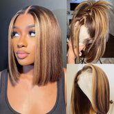 Skouty 13x4 lace-front bob wig with natural parting and seamless hairline.