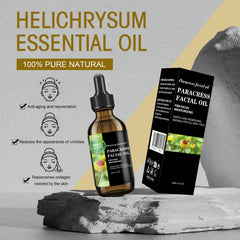 SKSOYT paracress facial oil texture close-up highlighting lightweight absorption.