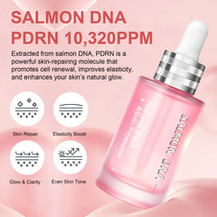 SKSOYT Pink Peptide 12 PDRN Serum drip view showing silky texture and quick absorption