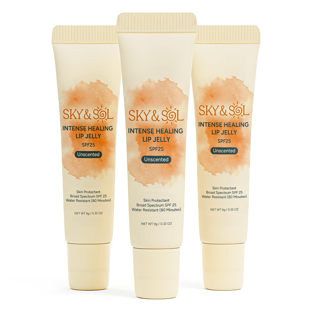 Sky and Sol Lip Jelly SPF 25 swatch on lips delivering rosy hydration