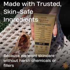 Sky and Sol tallow sunscreen closeup highlights nourishing, skin-friendly ingredients.