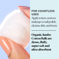 Sky Organics jumbo cotton balls arranged for delicate cleansing and skincare routines.