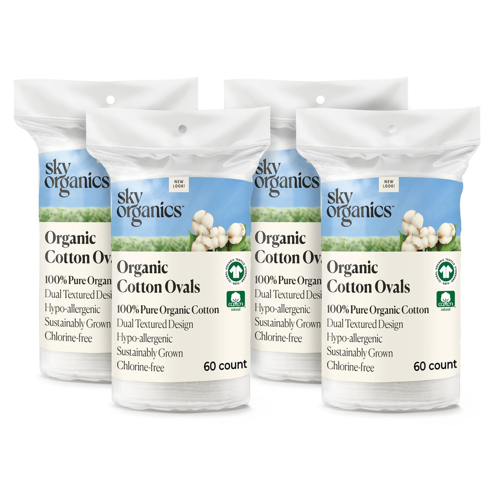 Sky Organics organic large oval cotton pads pack for clean beauty routines