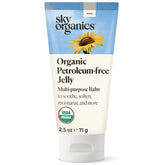 Sky Organics petroleum-free jelly jar close-up showcases rich hydration for dry skin.