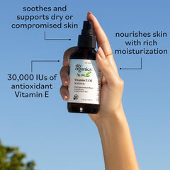 Sky Organics Vitamin E Oil Blend ingredients: soybean, jojoba, rosehip nourish skin