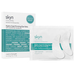 Skyn ICELAND Hydro Cool Under Eye Patches packaging highlights instant cooling benefit.