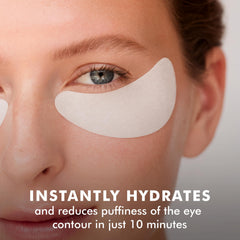 Skyn ICELAND Hydro Cool Under Eye Patches closeup shows cooling texture for de-puffing.