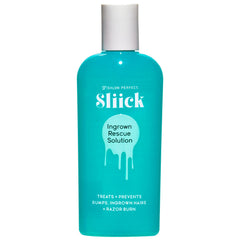 Sliick ingrown hair treatment bottle shown, supporting smoother skin and fewer bumps.