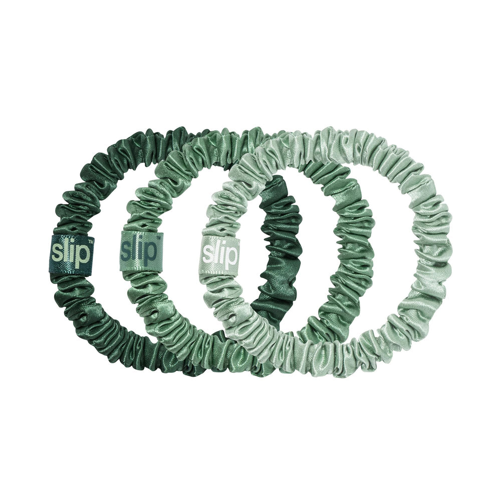 SLIP skinny scrunchies ivy pack shows delicate hair protection and color coordination