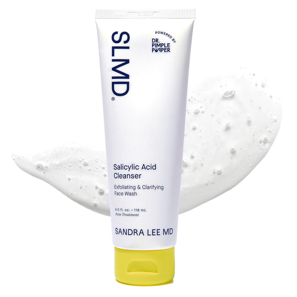SLMD Salicylic Acid Cleanser bottle promotes clear pores and balanced skin.