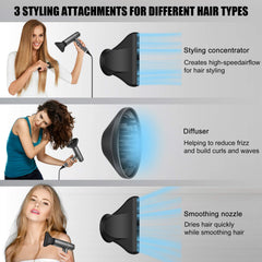 Slopehill hair dryer uses sinking-inlet to minimize hair suction during use.