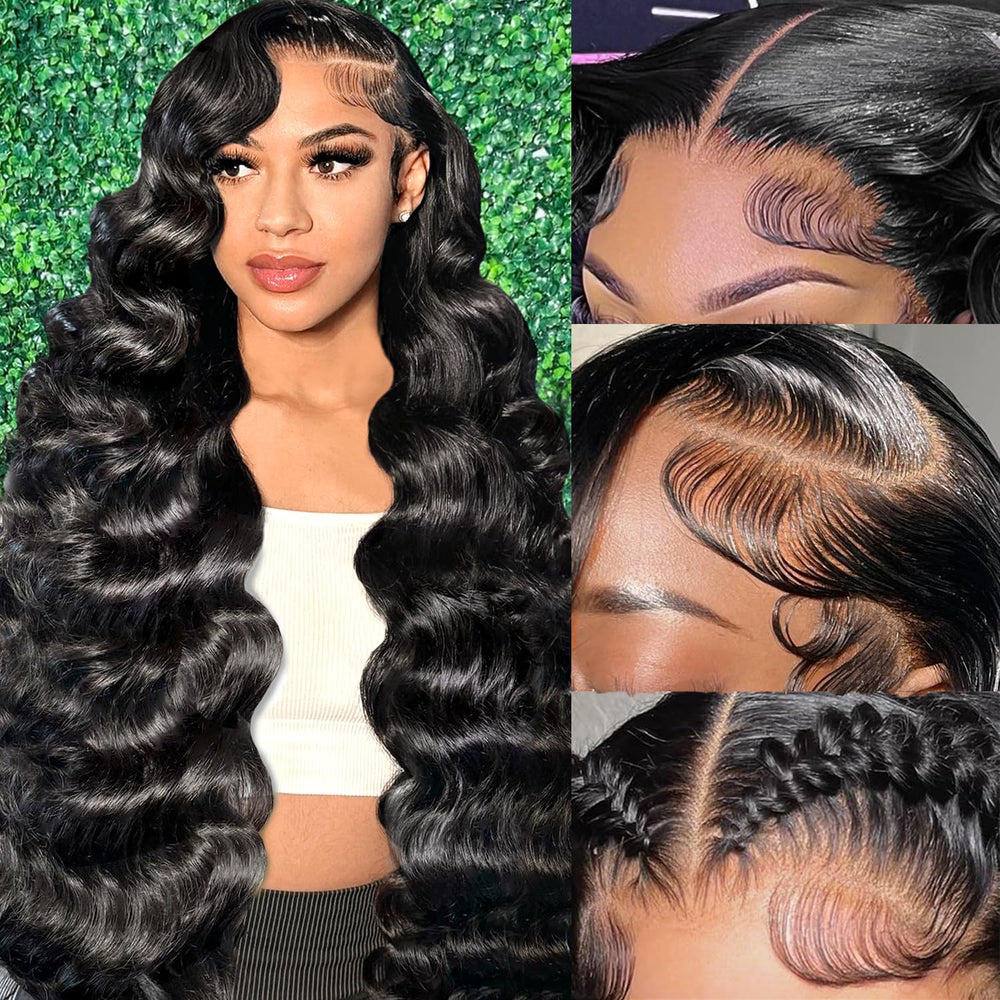 Smabuity 13x6 Body Wave Wig front view with natural hairline for daily wear.