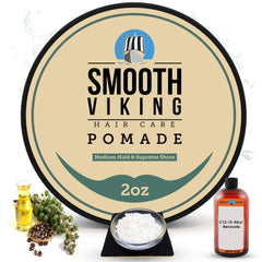 Smooth Viking pomade jar close-up with water-based formula for easy washout