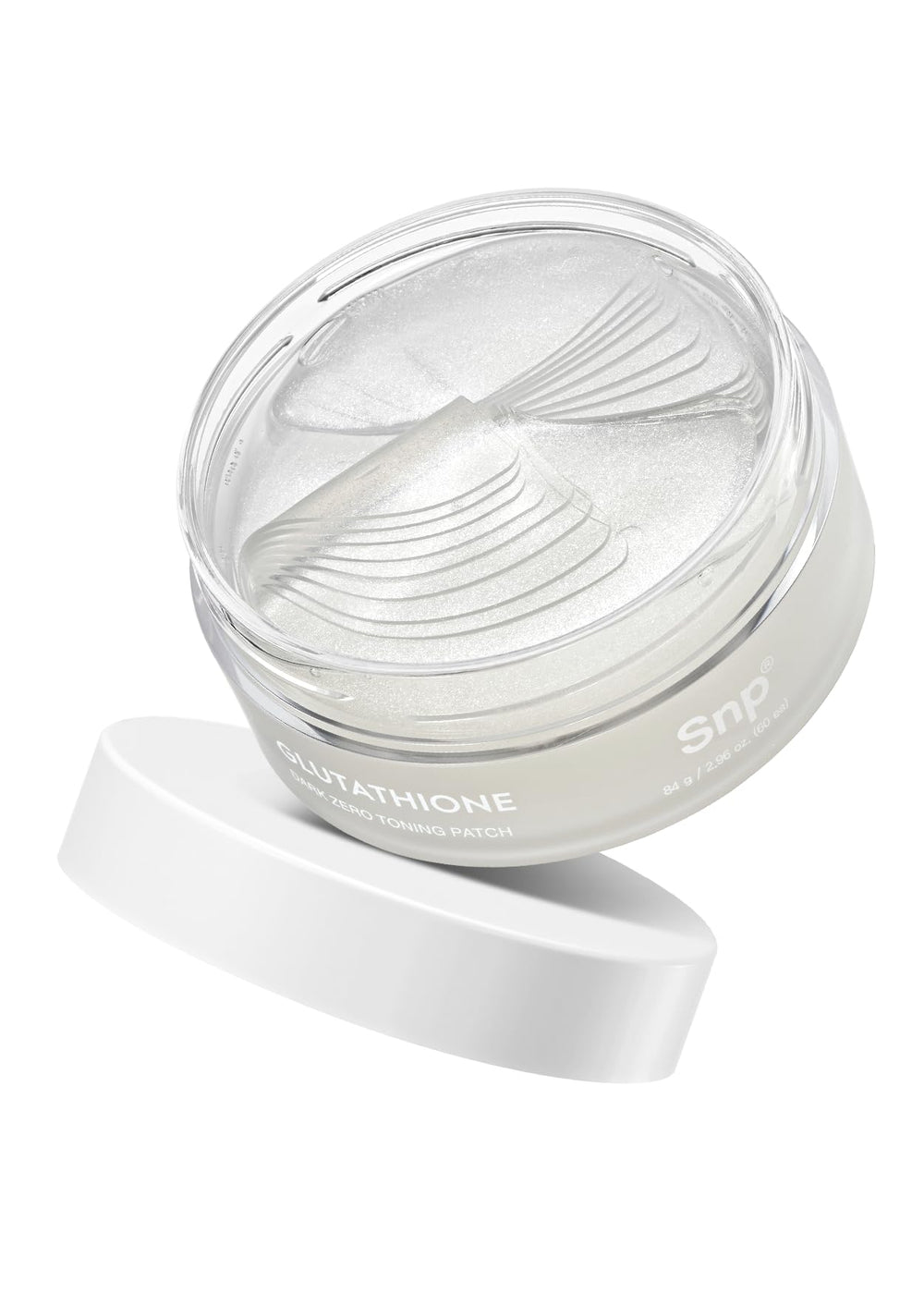 SNP 99% Glutathione eye patch packaging signals premium brightening care.