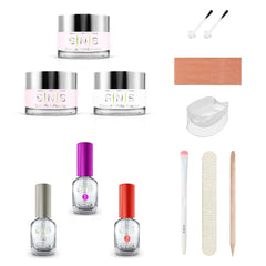 SNS Nails dip powder pink close-up: long-lasting color for home French manicure.