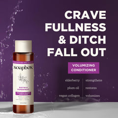 Soapbox Biotin & Superfruit Shampoo lather demonstrates gentle cleanse suitable for all hair types.