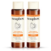 Soapbox Collagen Shampoo bottle highlights lightweight formula for fuller-looking hair