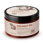 Soapbox Deep Conditioner coconut oil bottle shows hydrating treatment for dry hair.