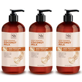Soapbox moisturizing body lotion coconut milk bottle delivers creamy hydration for dry skin.
