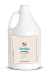 Soapbox Sea Minerals Blue Iris shampoo bottle shows ocean scent for gentle cleansing.