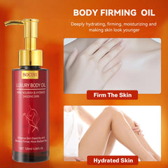 SOCINI body firming oil on damp skin enhances absorption and hydration