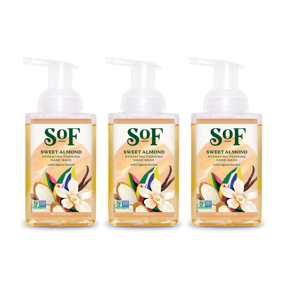 South Of France SoF hydrating foaming hand wash bottle closeup showcases rich lather for daily hand care.