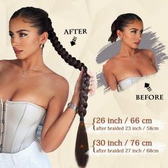 Sofeiyan instant braided ponytail assembly demonstrates quick secure styling with hair tie.