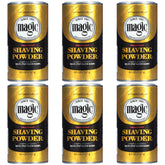 SoftSheen Magic Razorless Shaving Powder packaging shows a six-pack for convenient grooming.